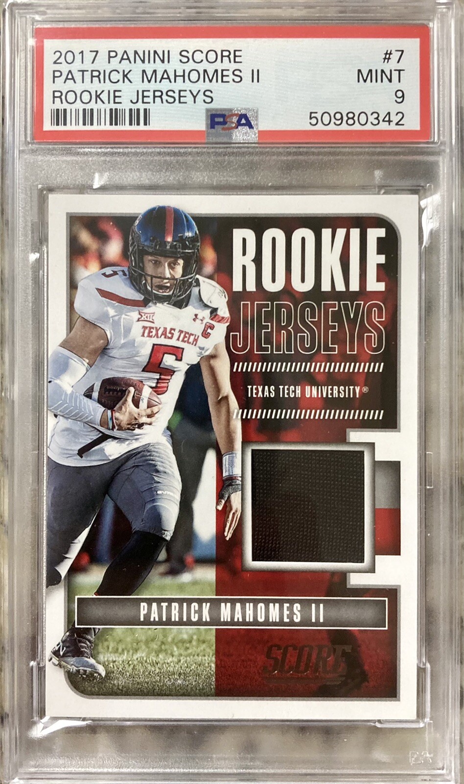 2017 Panini Score Patrick Mahomes II Rookie Jerseys #7 RC PSA 9