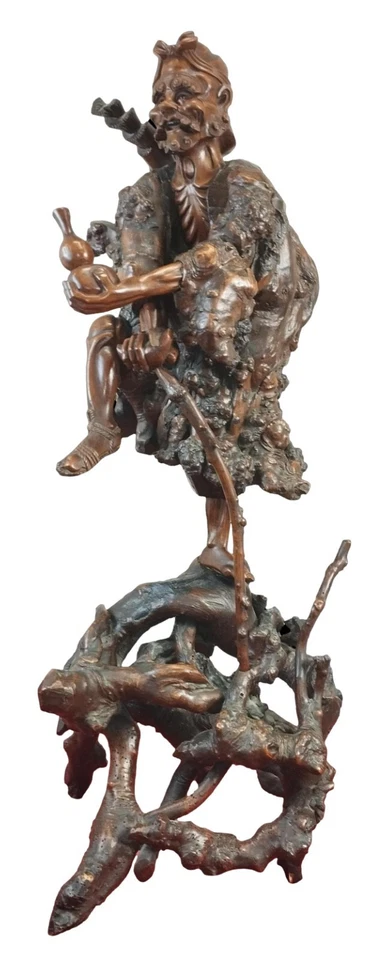 ANCIEN GRAND DIEU CHINOIS. BOIS SCULPTÉ. YEUX DE CRISTAL. CHINE. 19ÈME SIÈCLE - Photo 1/1