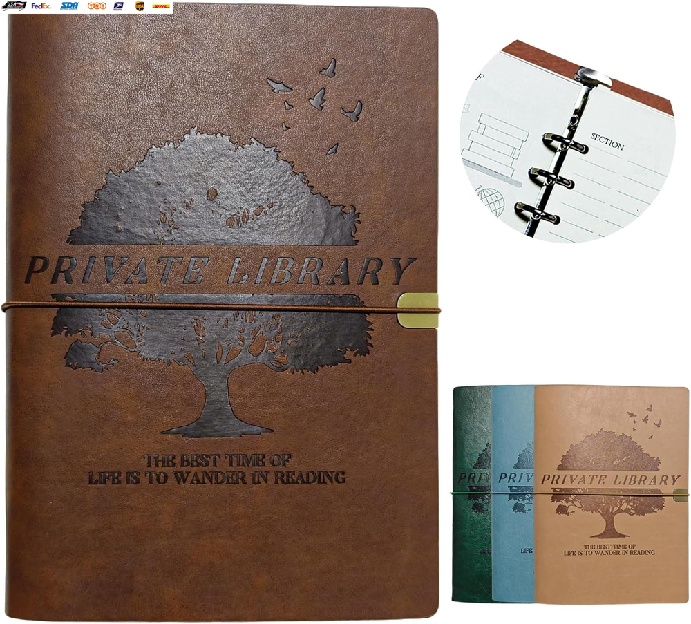 Leather Book Lovers Reading Journal and Track Log  