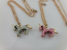 Lot of 2 BFF 15" Necklace with Silver and Pink Unicorn Pendants