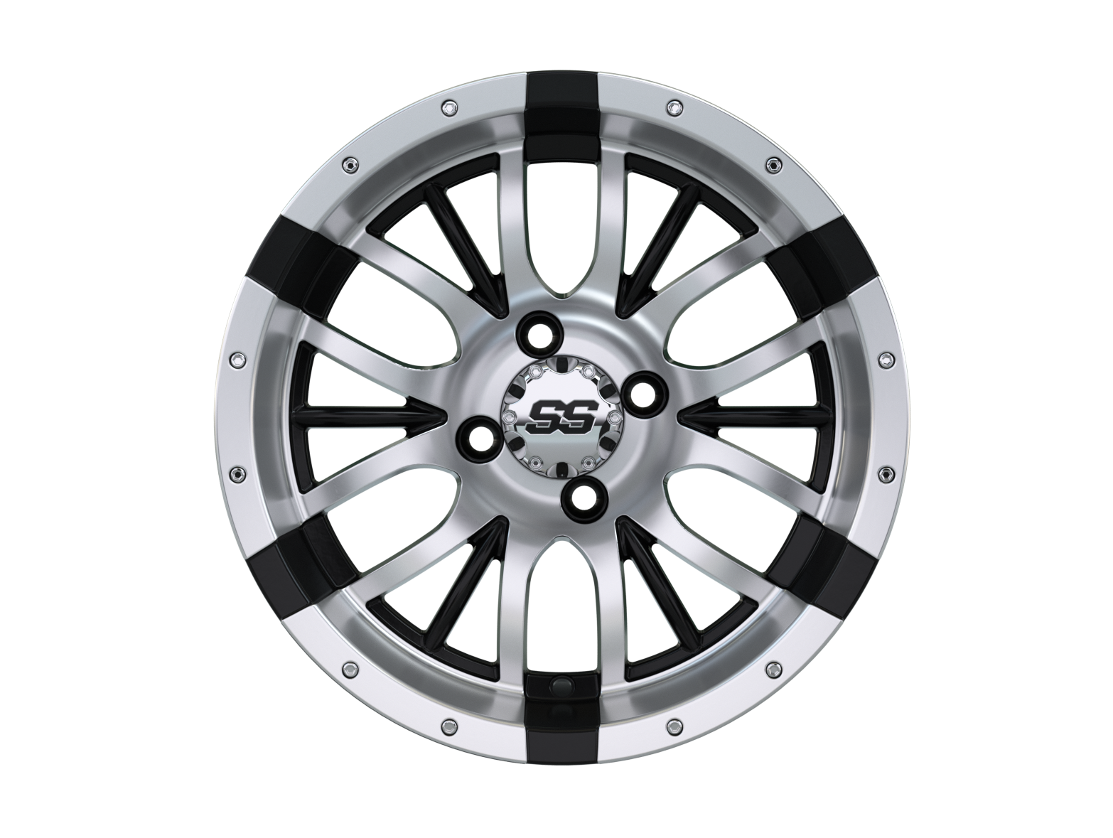 Set of 4 GTW 14" Diesel Machined/Black Golf Cart Wheels on 23x1014 A/T