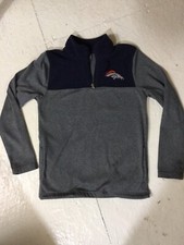 NFL Team Boys Size Med 10/12 Blue And Gray 1/4 Zip Sweatshirt Denver Broncos Lkn