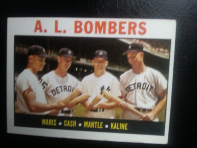 1964  Topps baseball EX  #331 AL Bombers, Mantle/Maris/Kaline  Original card