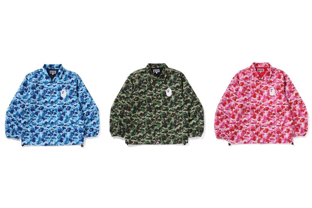 A Bathing Ape Men's Coach Jacket 2025 SS ABC CAMO Transfer Print