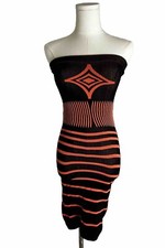 Idea USA Striped Black And Orange Bodycon Dress
