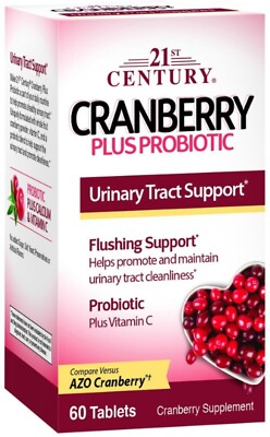 21st Century Cranberry Plus Probiotic Tablets Urinary Tract Support 60 Ct 2 Pack