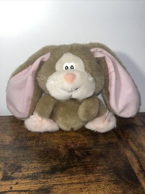 Vtg 1987 APPLAUSE TRUDY BROWN RABBIT W/PINK BUNNY SLIPPERS & LONG EARS KOREA