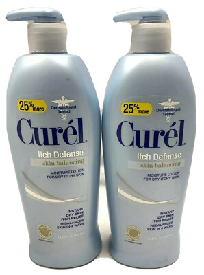2 curel skin balancing itch defense lotion 16.25oz scuffed exterior
