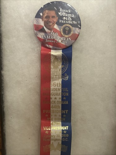 Barack Obama 44th President 2009 Inauguration 3" Pinback Button Pin Ribbon