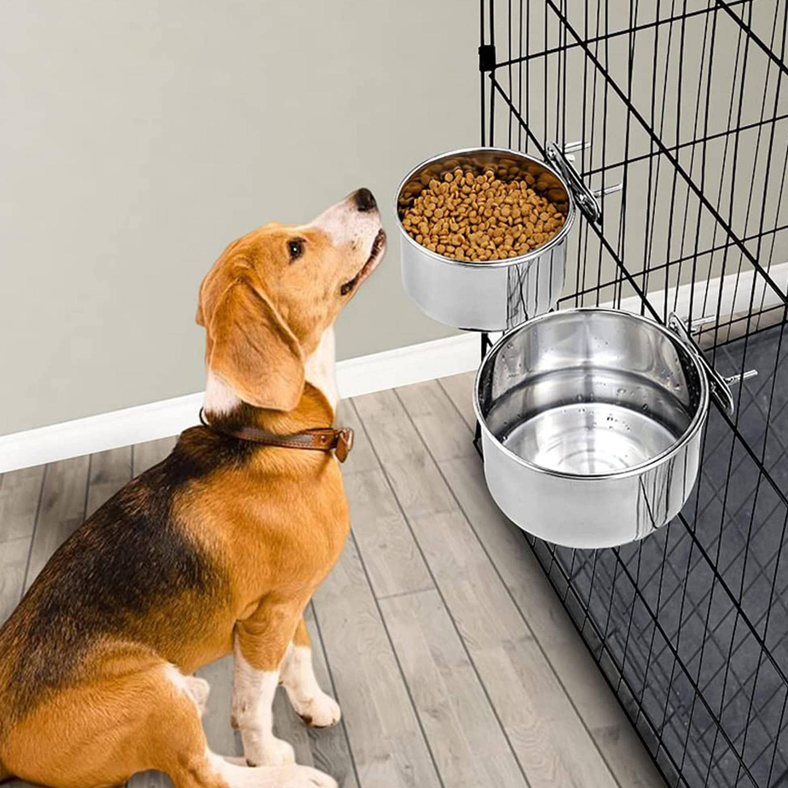 Dog Food Bowl Stainless Steel Dog Water Bowl Crate Water Bowl Hanging
