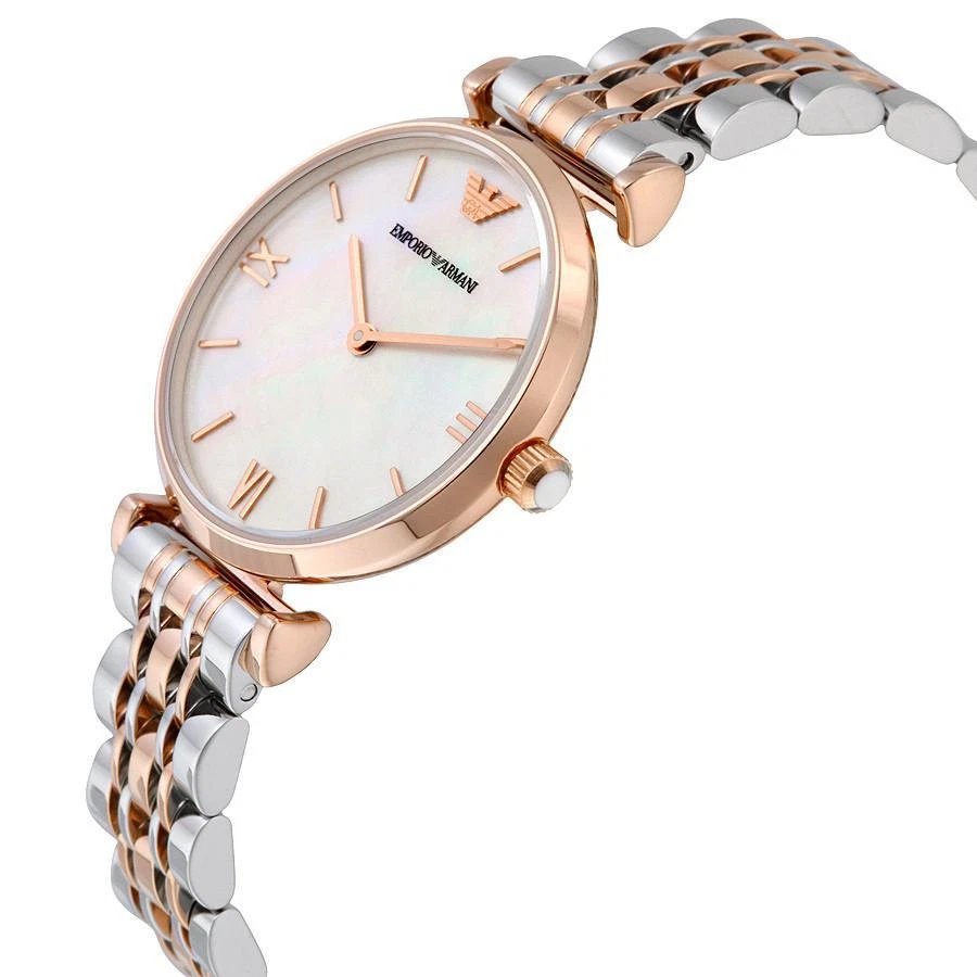 NEW EMPORIO ARMANI AR1683 MOTHER OF PEARL SILVER/ROSE GOLD TWO-TONE WOMENS WATCH - image 4 of 4
