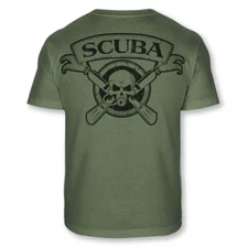 Scuba Skull Crossbones T-Shirt - Scuba Diving Tanks Fins Soft Blend Tee - A93