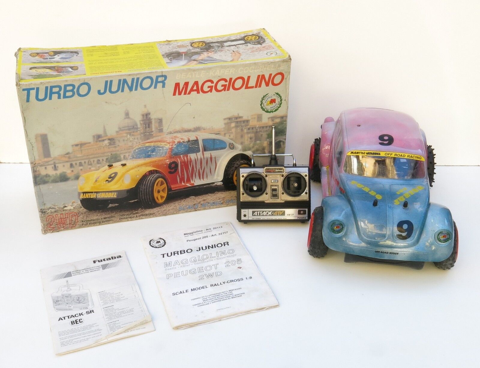 Radiocomando turbo junior maggiolino mantua rc car a scoppio rarità vintage 1/8 