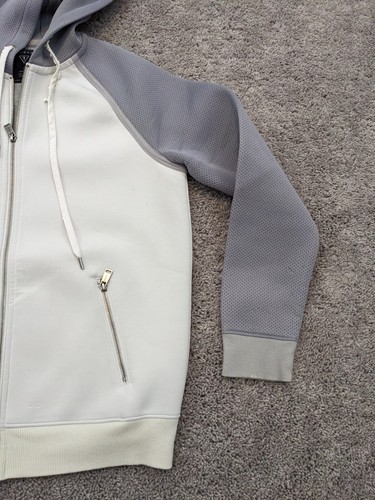 GUESS Hoodie Mens Small Gray & White Rubberized Long Sleeve Drawstring - Picture 2 of 12