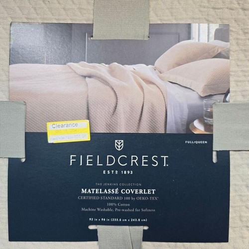 Fieldcrest Luxury Matelassé Coverlet Full/Queen Size Bedding Cotton