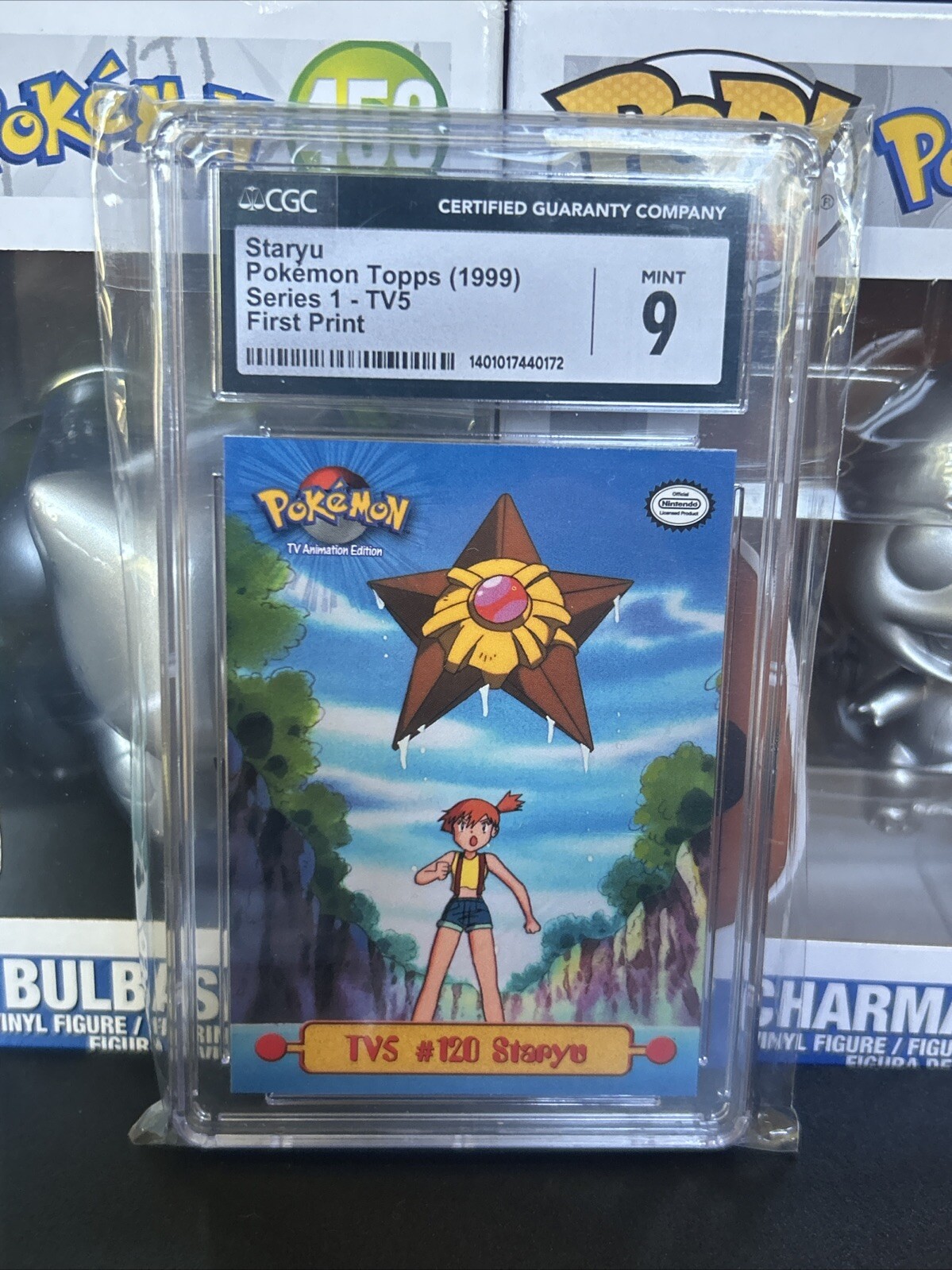 Staryu TV5 1999 Pokemon Topps Series 1 First Print Card Graded CGC 9 NM - Mint
