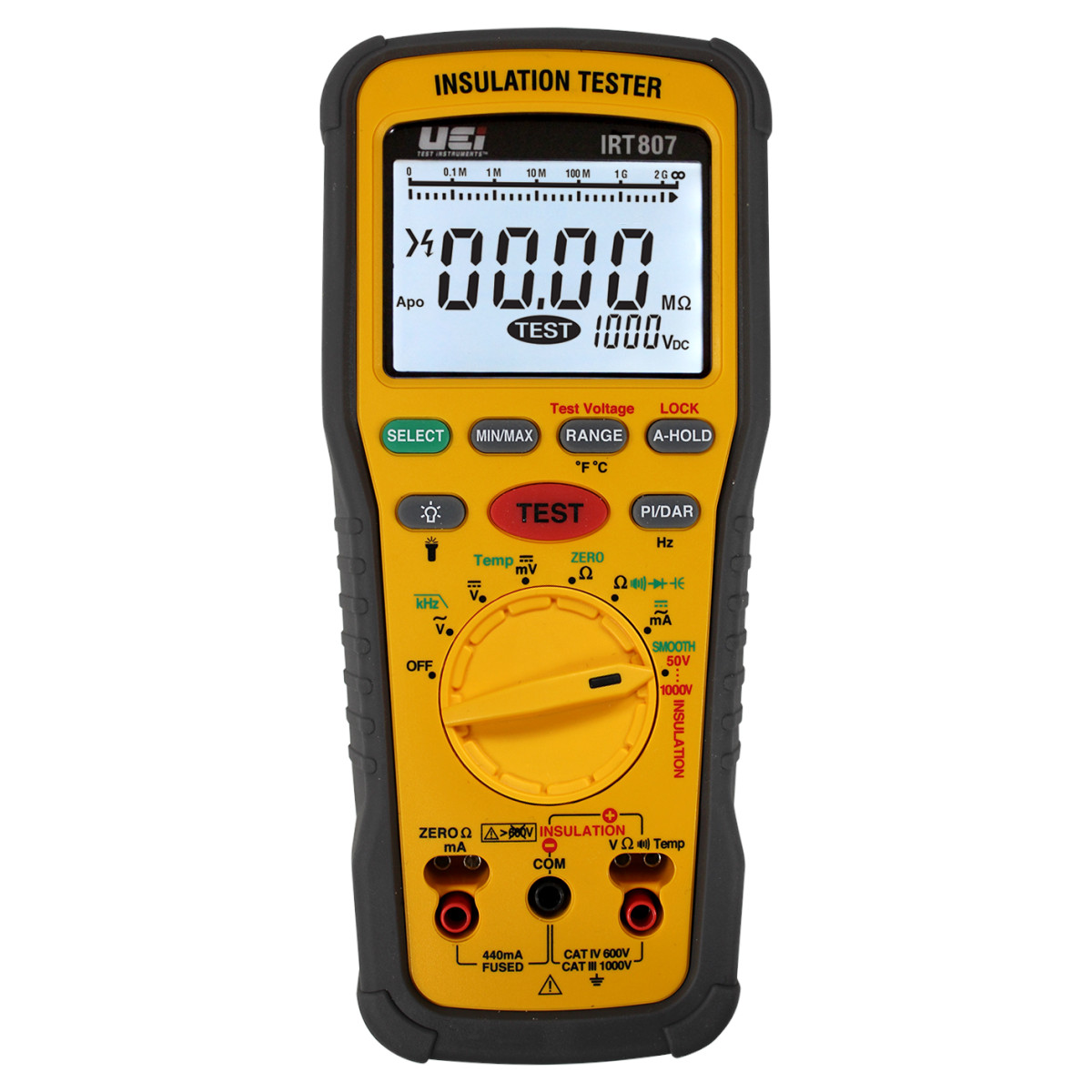 UEi IRT807 Digital Insulation Resistance Tester with 1000V Stress Test 40 MOhm