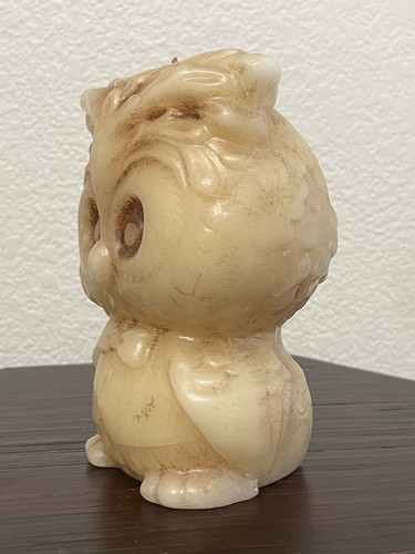 Vintage Large Wise Owl With Bow Candle Figure Wax Big Eyes 6 1/2" Tall Kitchy - Picture 7 of 12