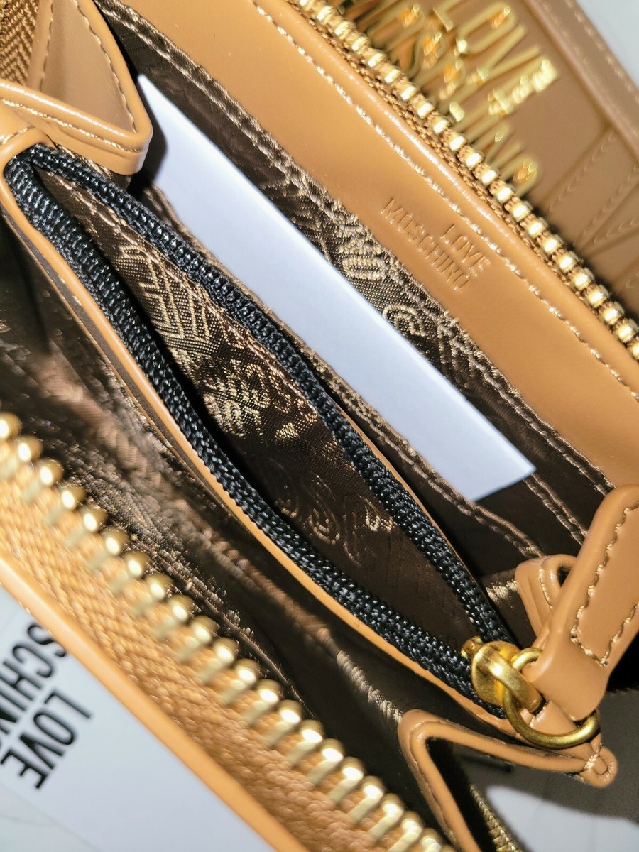 MOSCHINO MC4146PP1MOM010A 関税送料込 Love Moschino Zip Around Hand Pocket Wallet Coin Purse Brown