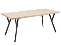 Esstisch Heller Holzfarbton / Schwarz 180 X 90 Cm Rechteckig Mdf Stahl Alton