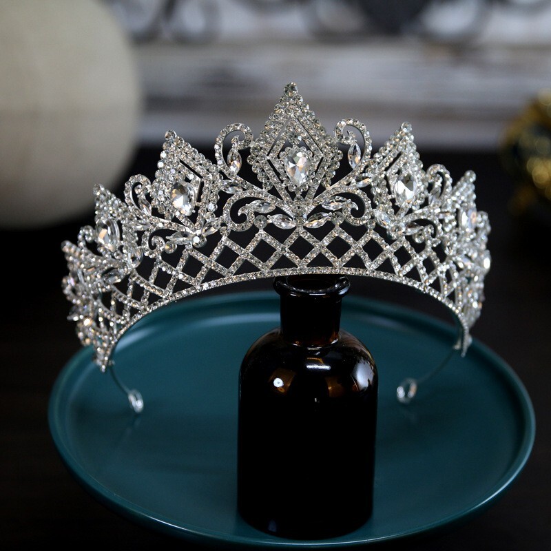 Tiara Corona Di Cristallo Con Strass - Set 3 Pezzi Per Matrimoni E Feste