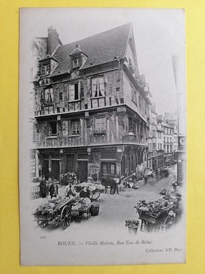cpa 1900 - ROUEN Alte Häuser Alphonse LECANU Rue EAU de ROBEC Markt ETAL