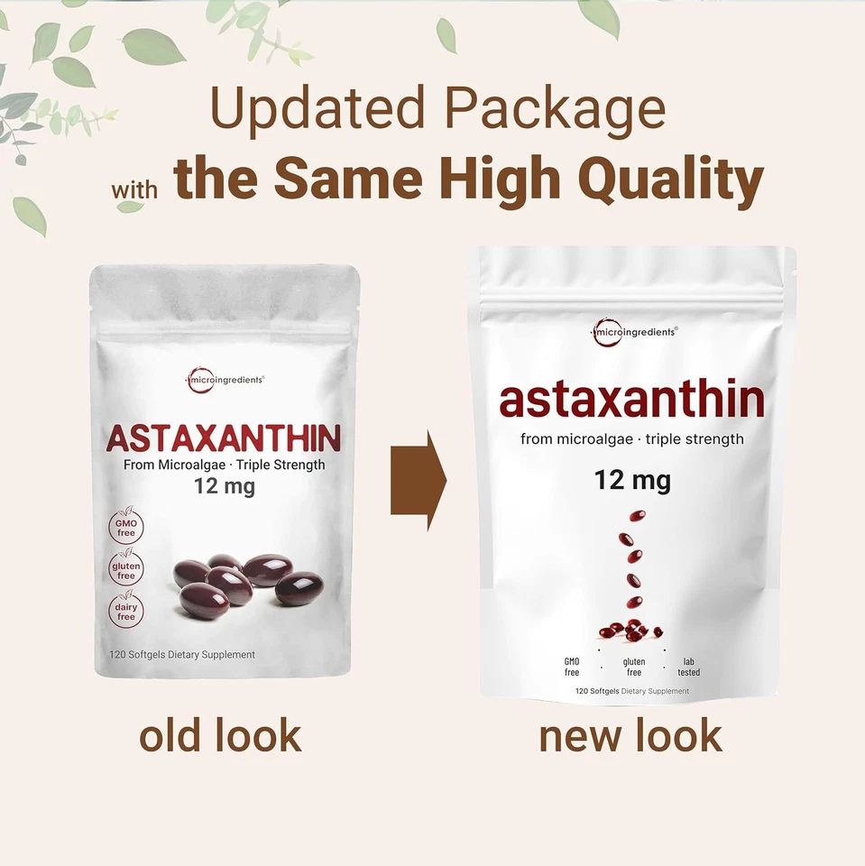 Astaxanthin 120 Softgels 12mg - Supports Eye Health and Joint Health - Image 3 of 4