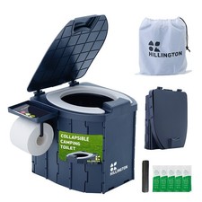 Hillington Portable Camping Toilet 150kg Foldable with Padded Seat Bags Kit Blue