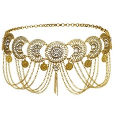 Retro Coin Tassels Pendant Belly Dance Body Chain Waist Chains Adjustable Gyp...