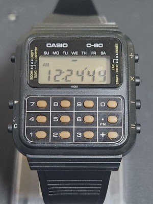 CASIO　C-80　Vintage 1980's カルキュレーター 時計 Casio C-80 Vintage 1980s Calculator Watch New Strap Working