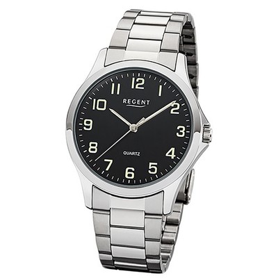 Regent Herren Uhr 1152411 Metall Quarz Armbanduhr Metallarmband silber UR1152411