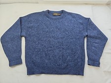 Vintage Eddie Bauer Wool Sweater Mens L 23x26 Blue Made in USA Crewneck Kint