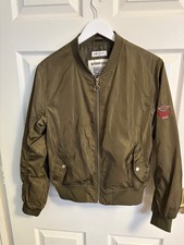 Girls Brand new Khaki bomber jacket size 13 14 yrs H&M floral pattern zip up