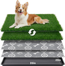Large Dog Grass Pad with Tray - 35X23In Dog Litter Box with 2 Artificial Grass P