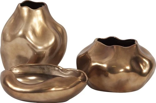 Unique Matte Bronze Ceramic Vase-Abstract Accent - Picture 3 of 4