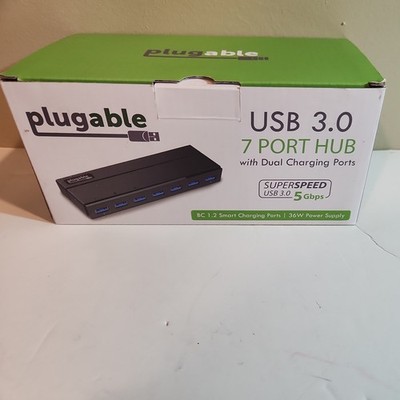Plugable 7 Port USB 3.0 Hub with Dual Charging Ports 5 Gbps USB3-HUB7
