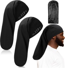 Tatuo 2 Pieces Satin Lined Unisex Jumbo Dreadlock Cap Long Dreads Hair Head Wrap
