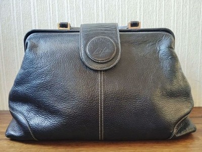 GIVENCHY Life Frame Bag Handbag Purse Satchel Black Leather Embossed Logo USED