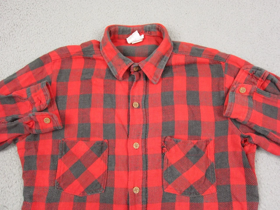 True Vintage Big Mac Shirt Mens Large Red Plaid Flannel JC Penney 60s 70s USA - Image 2 of 4