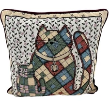 Portofino Accent Decorative Cat Kitten Throw Pillow 16" x 16 Tapestry Bedding