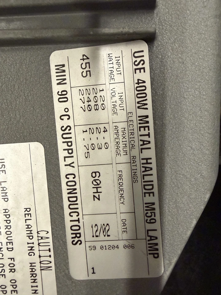 Kit de montaje de lastre de halogenuros metálicos Hubbell 400 vatios M59 High Bay lote de estacionamiento luz Foto 4 de 4