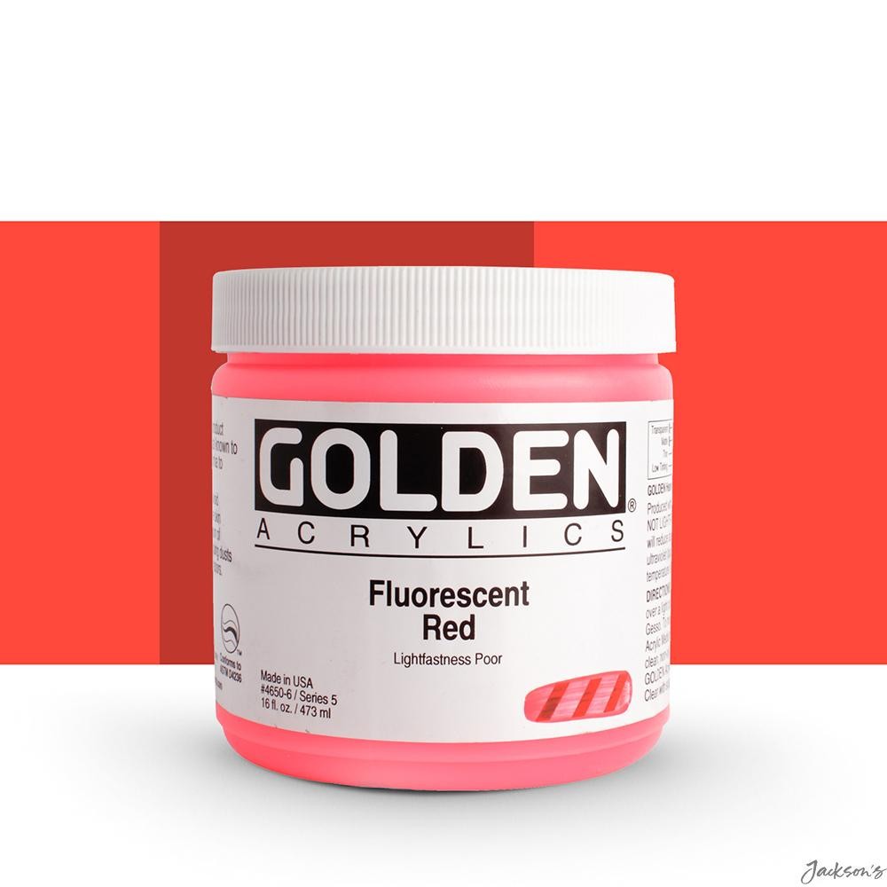 Golden Heavy Body Acrylic Paint 473ml Fluorescent Red For Artists