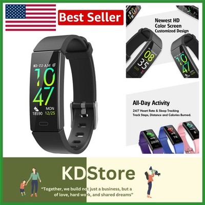 Multisport Waterproof Fitness Tracker with Heart Rate & Sleep Monitoring - Black