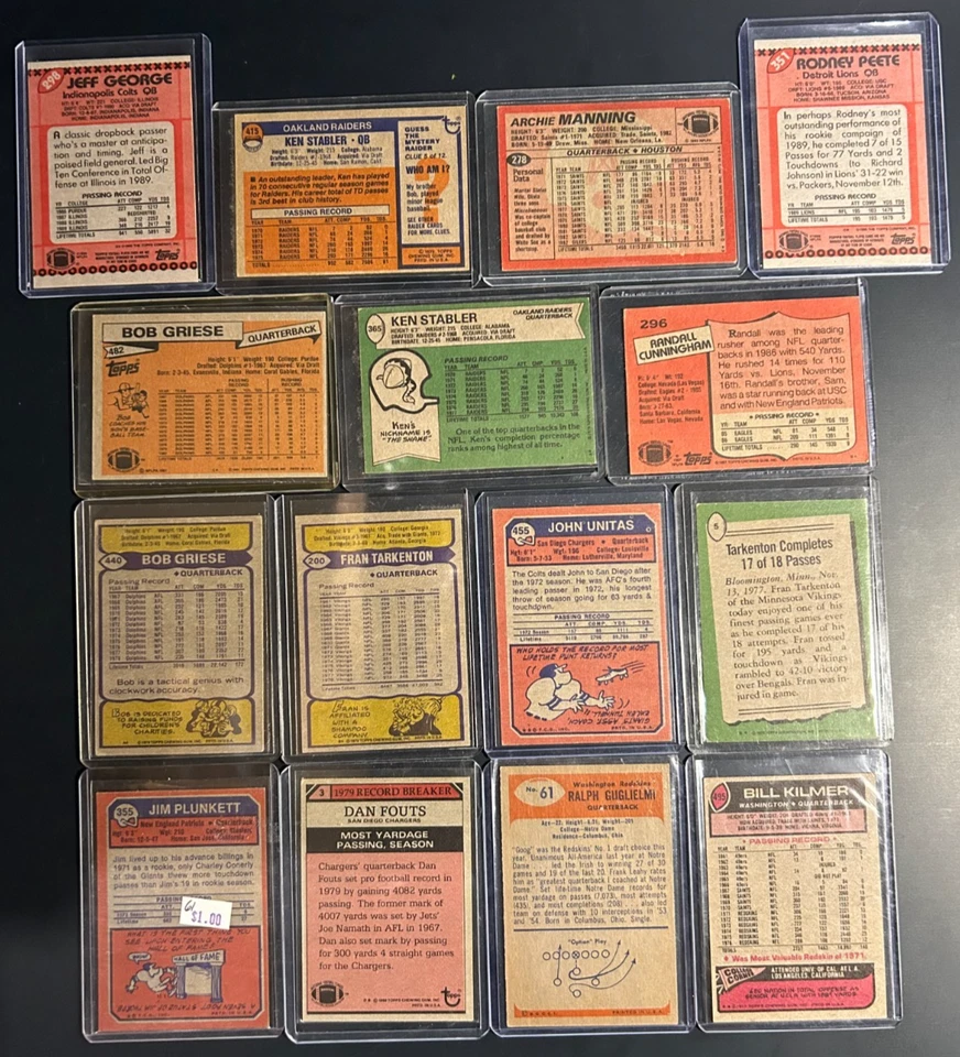 Lote de 67 tarjetas de fútbol vintage. HOFers, novatos. Unitas, Lofton, L. Taylor, etc. Foto 2 de 4