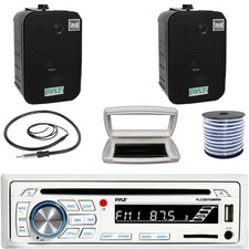 Pyle 1-DIN Bluetooth Marine CD Radio W/Cover, 2x 5.25" Indoor/Outdoor Speakers
