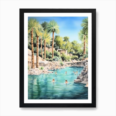 Swimming In Mallorca Spain 2 Waterc Framed Wall Art Poster Canvas Print Picture