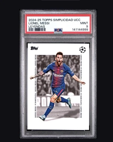 2024-25 TOPPS SIMPLICIDAD UEFA CLUB COMPETITIONS LEYENDAS LIONEL MESSI PSA 9