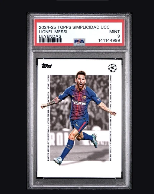 2024-25 TOPPS SIMPLICIDAD UEFA CLUB COMPETITIONS LEYENDAS LIONEL MESSI PSA 9