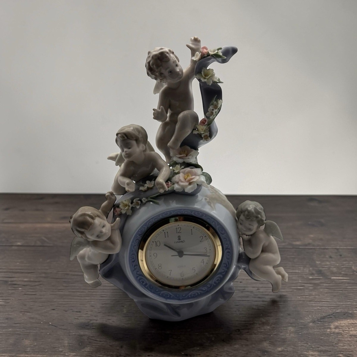 LLADRO Spain ANGELIC TIME Clock, Flowers #5973 FRANCISCO POLOPE