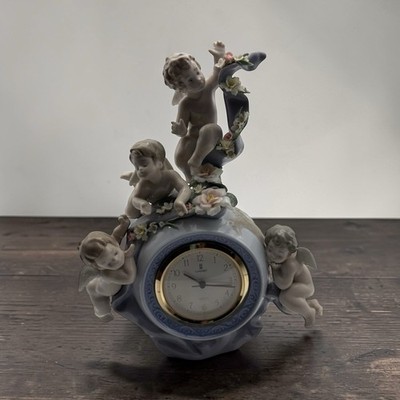 LLADRO Spain ANGELIC TIME Clock, Flowers #5973 FRANCISCO POLOPE